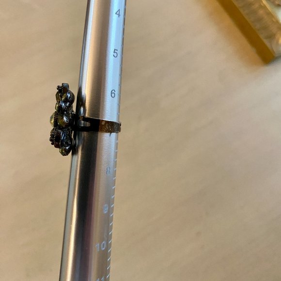 Vintage Green Flower Large Adjustable Statement Ring - Picture 13 of 13